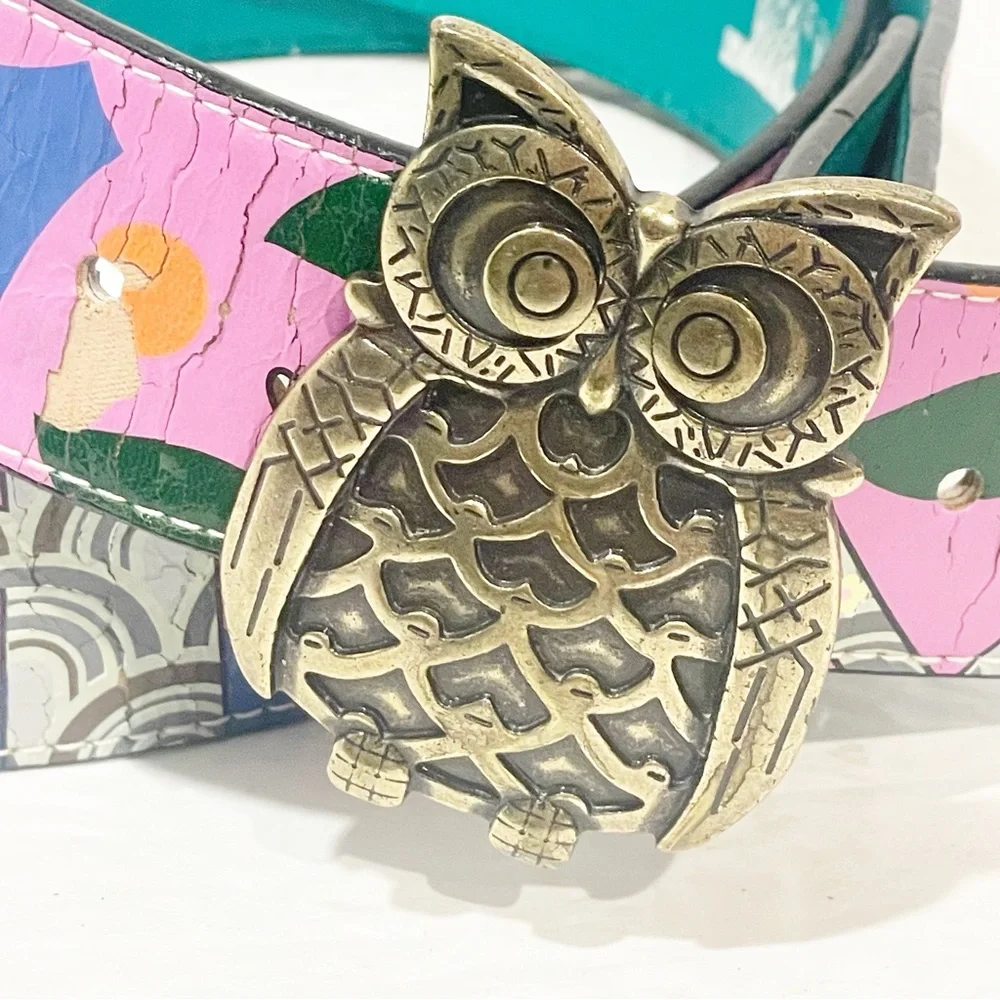 Rock Rebel Size Medium Multi Colored‎ Painted Owl Printed Belt